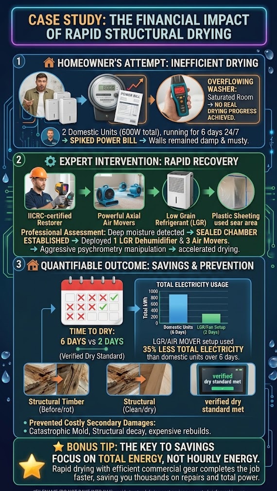 Rapid structural-drying cost-savings case-study infographic