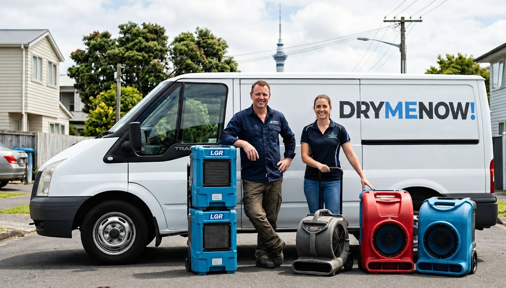 Dry Me Now commercial dehumidifier hire team and drying equipment in Auckland
